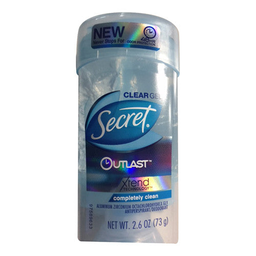 Secret Outlast Antiperspirant And Deodorant Clear Gel, Completely Clean, 2.6 Oz